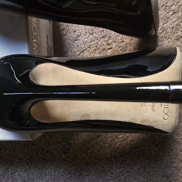 Romy 100 Jimmy Choo Glossy Black Heels - Picture 13 of 14